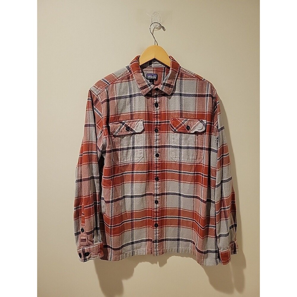 Patagonia Fjord Flannel Men's Long Sleeve Button Up Shirt Organic Cotton - L